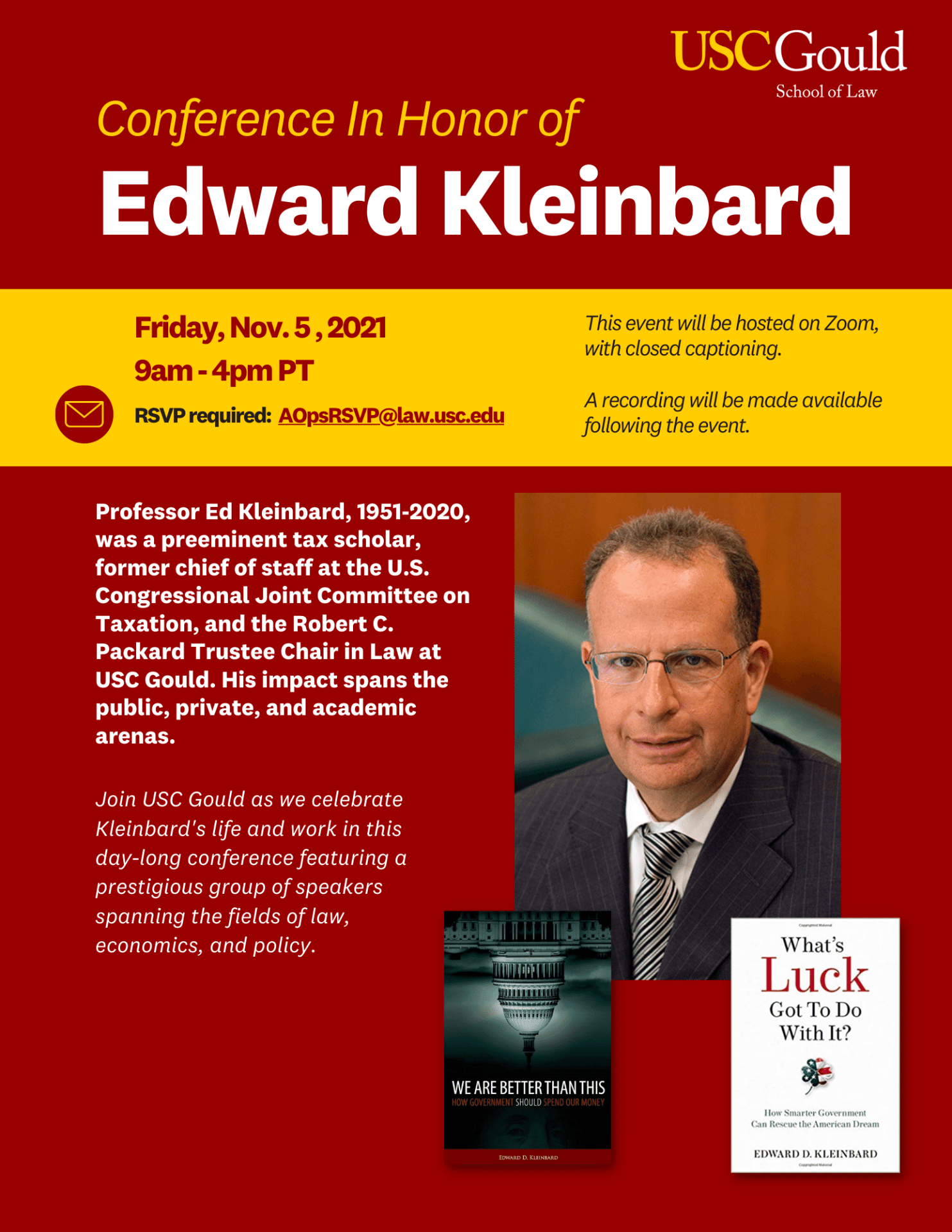 Flyer about Conference in Honor of Edward Kleinbard